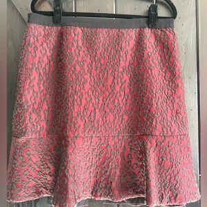 Ann Taylor Wine Red Textured Pencil Skirt with Flounce Hem